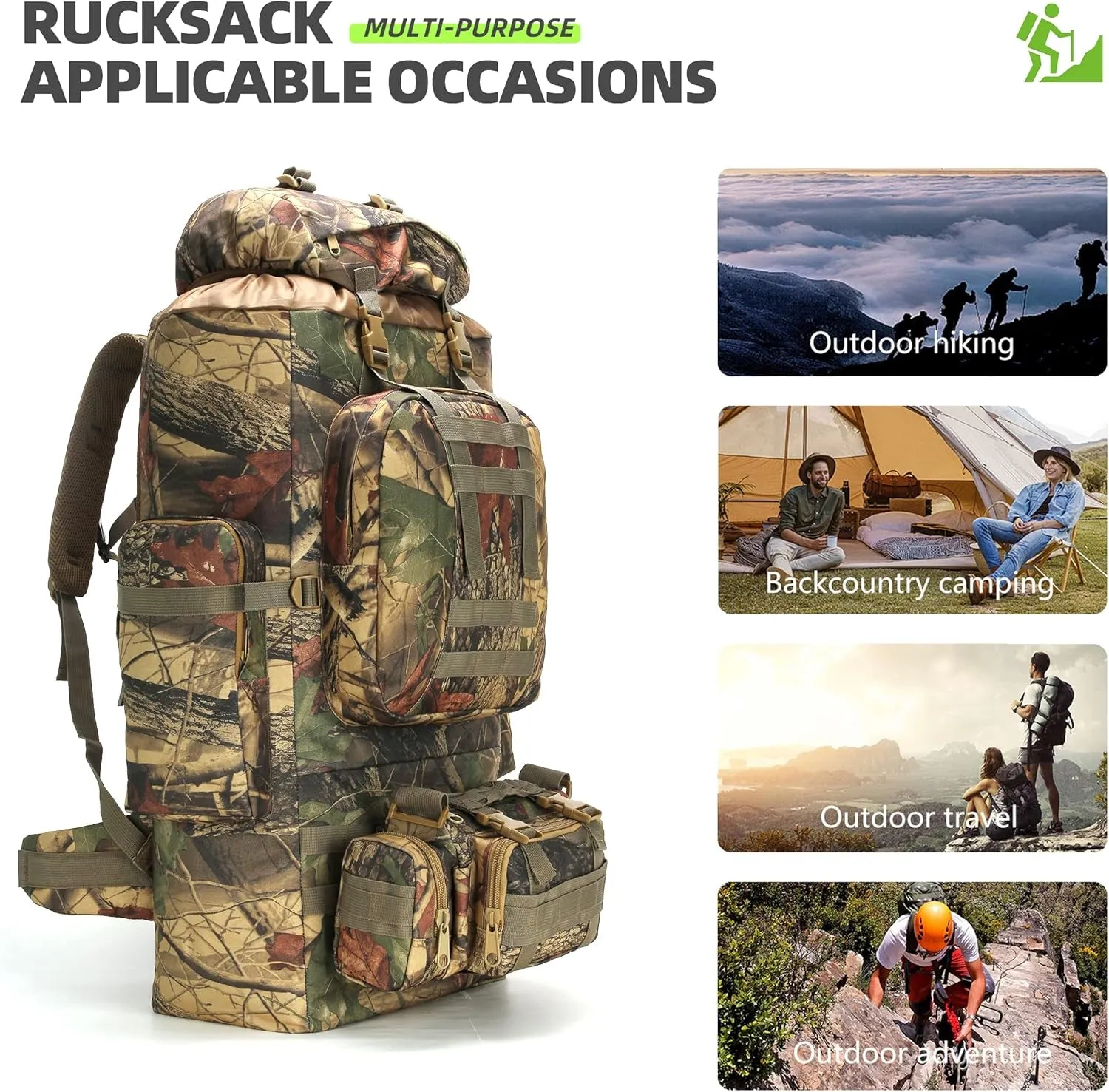 100L Camping Hiking Backpack Molle Rucksack Military Camping Backpacking Daypack