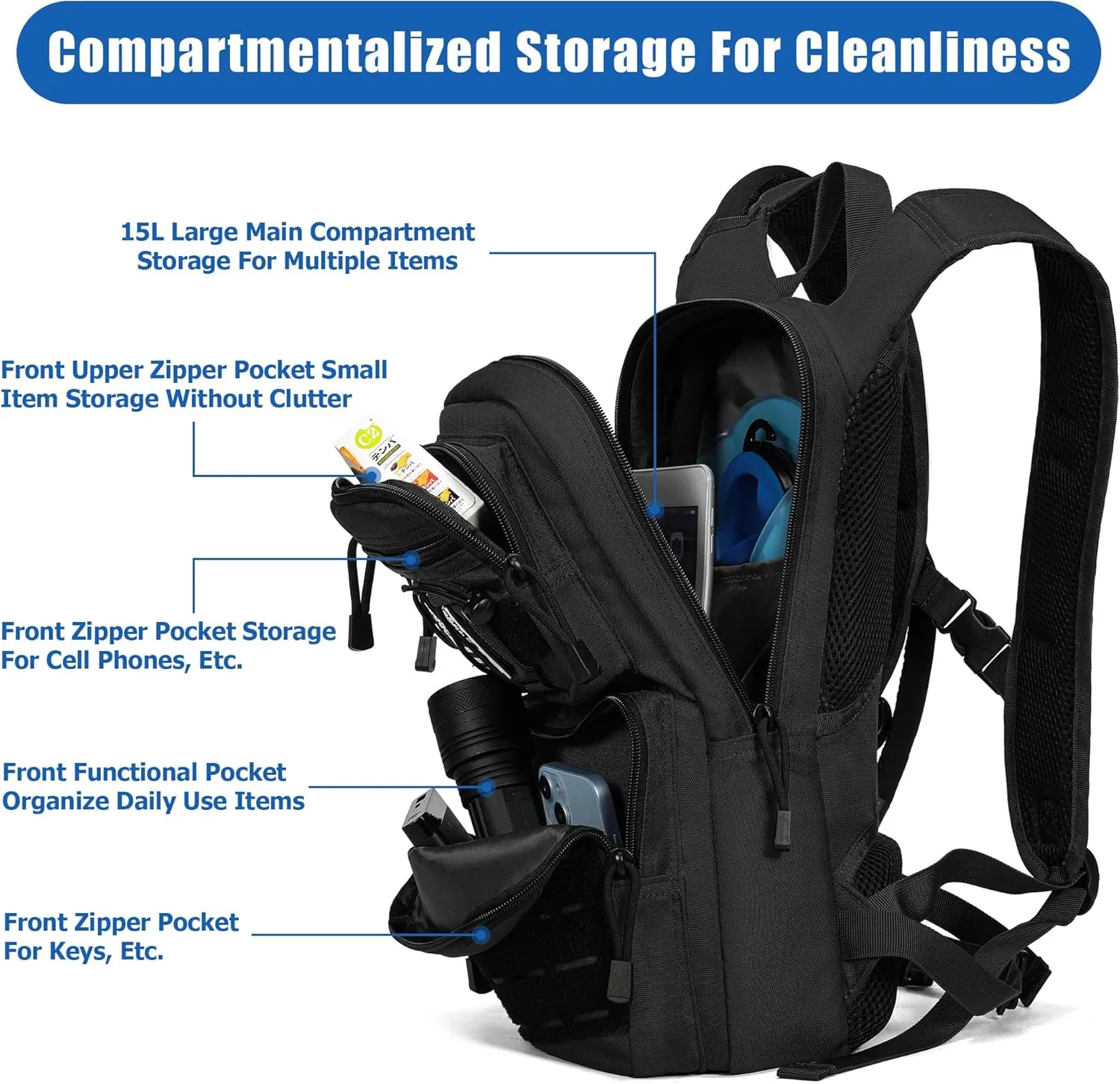 1050D Tactical Hydration Backpack with 3L Water Bladder, Military Molle Water Backpack for Men & Women, Hydration Pack for Hiking, Biking, Running, Climbing, Daily Use