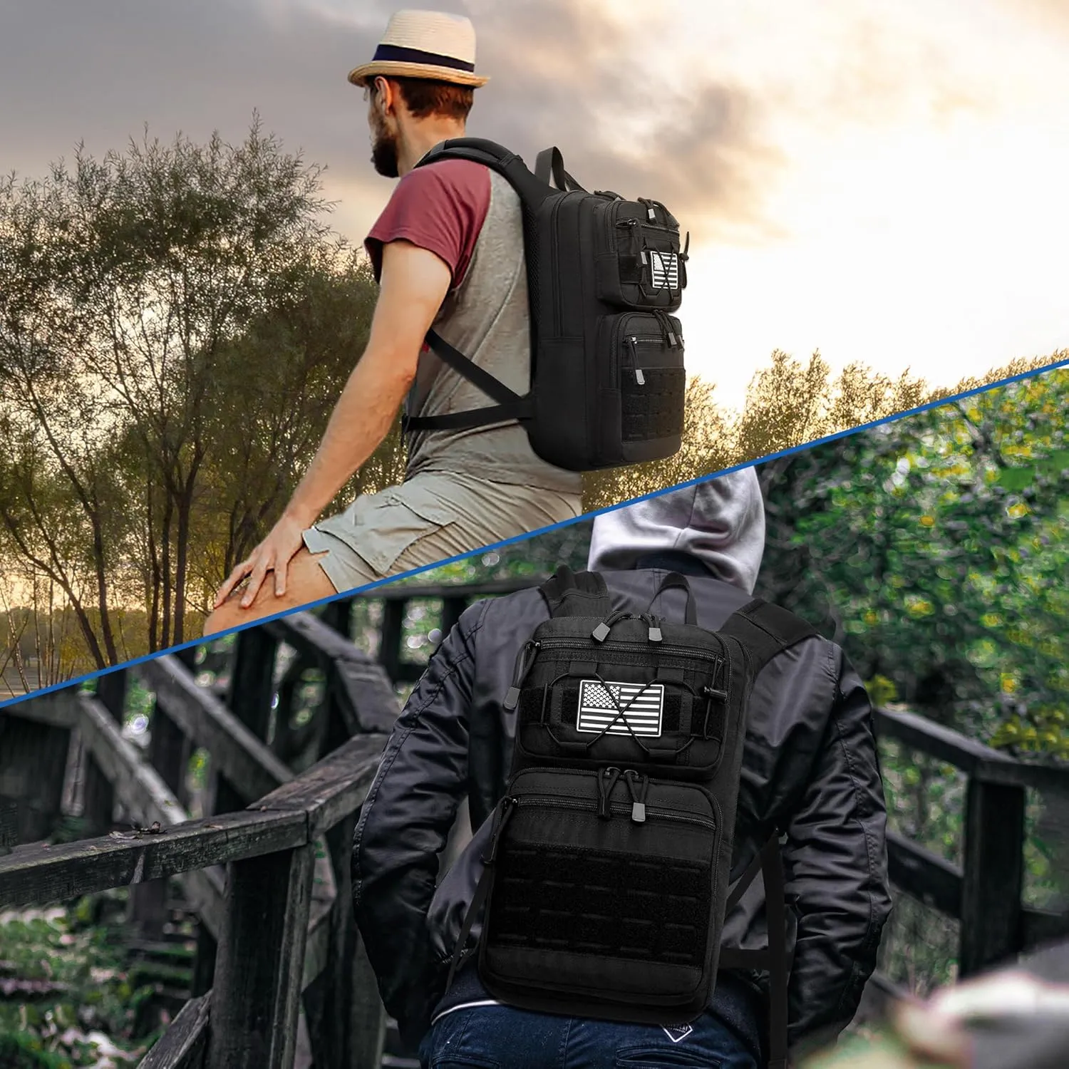 1050D Tactical Hydration Backpack with 3L Water Bladder, Military Molle Water Backpack for Men & Women, Hydration Pack for Hiking, Biking, Running, Climbing, Daily Use