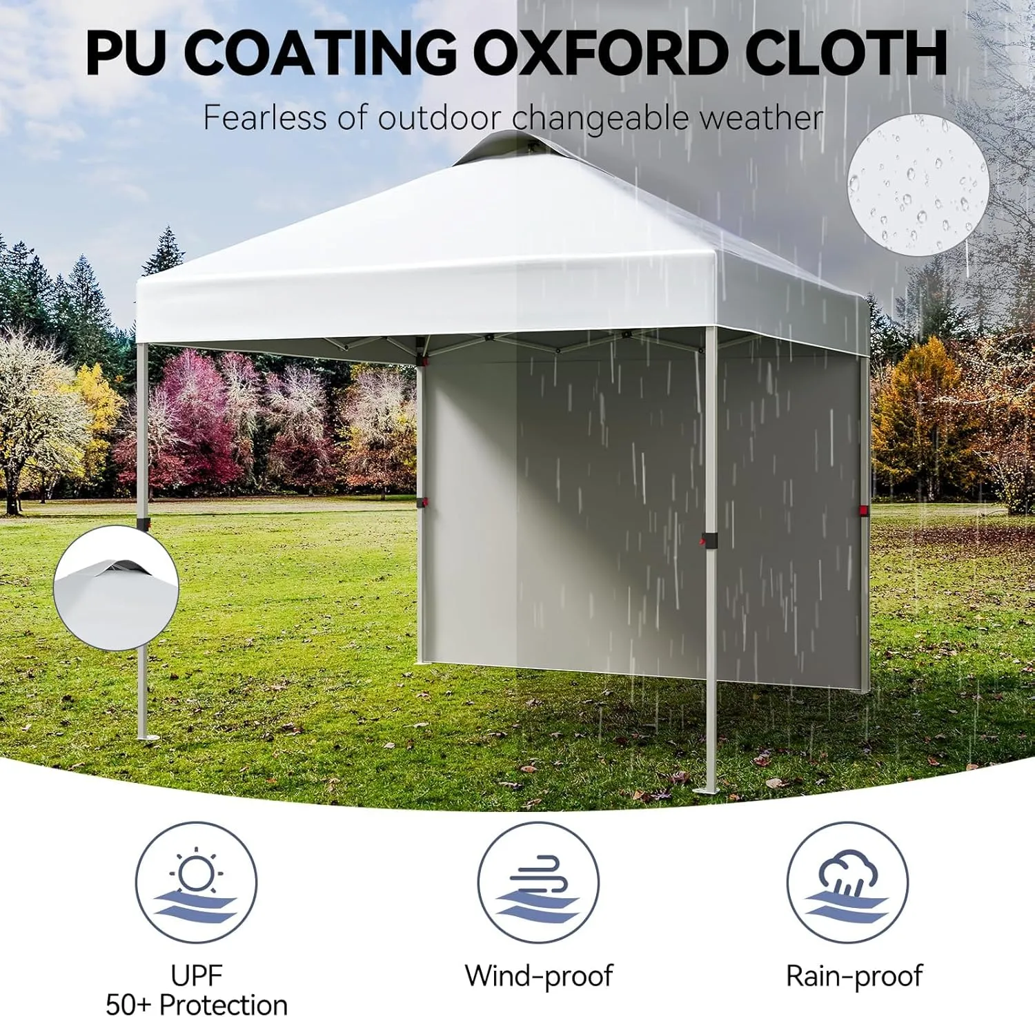 10x10 Pop Up Canopy Tent with Sidewall – Portable Instant Canopy Includes 4 Stakes, 4 Ropes, 4 Weight Bags & Wheeled Carry Bag for Outdoor Events