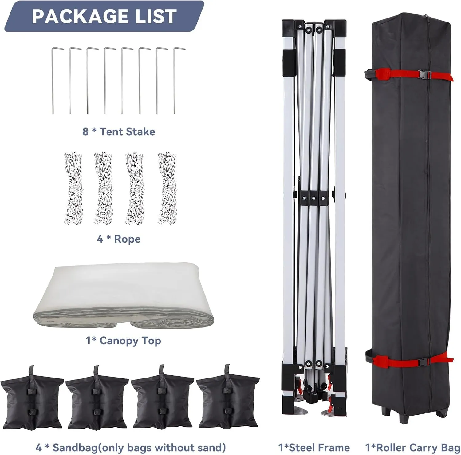 10x10 Pop Up Canopy Tent with Sidewall – Portable Instant Canopy Includes 4 Stakes, 4 Ropes, 4 Weight Bags & Wheeled Carry Bag for Outdoor Events