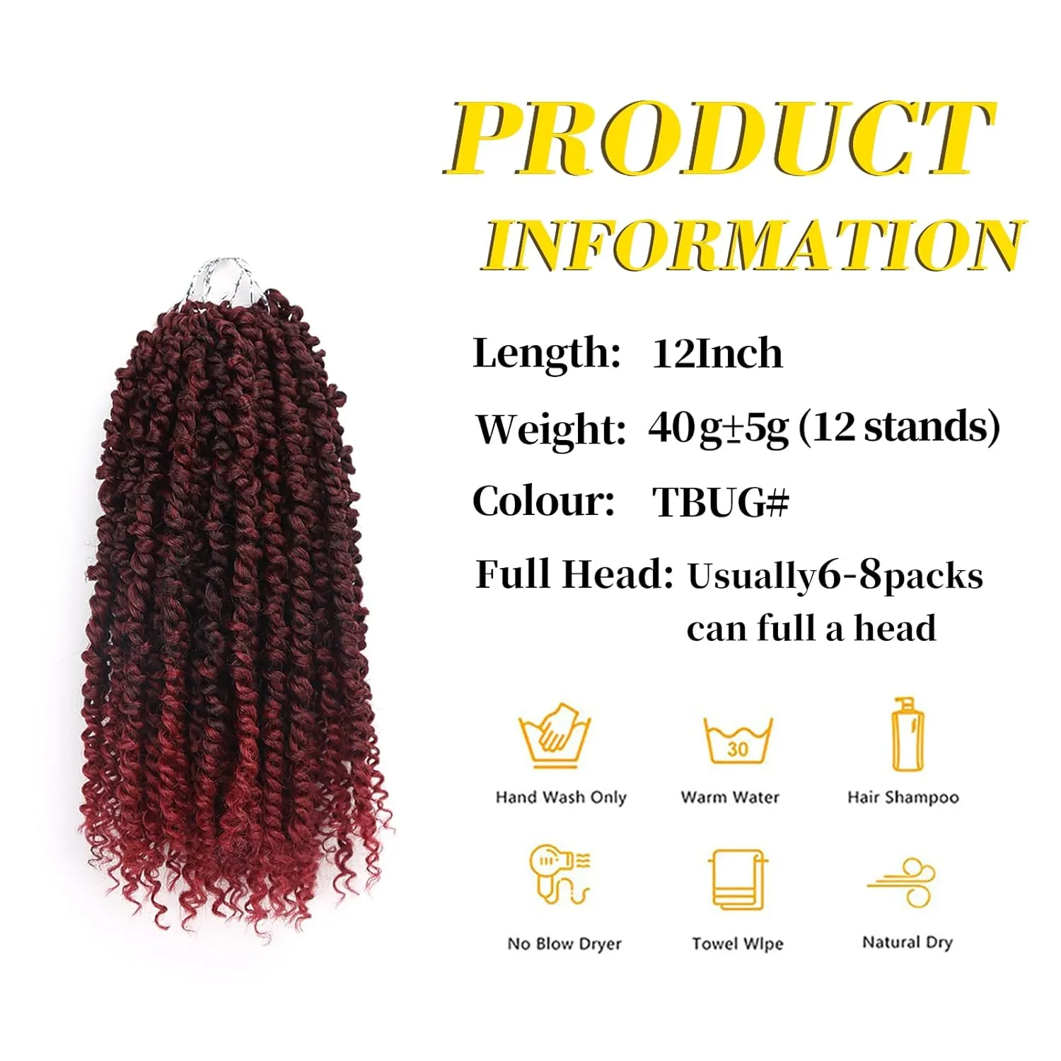 12 Inch Passion Twist Crochet Hair For Women 6 Packs Crochet Pretwisted Curly Hair Passion Twist Hair Synthetic Braiding Hair Extensions (12inch (pack of 6), TBUG)…