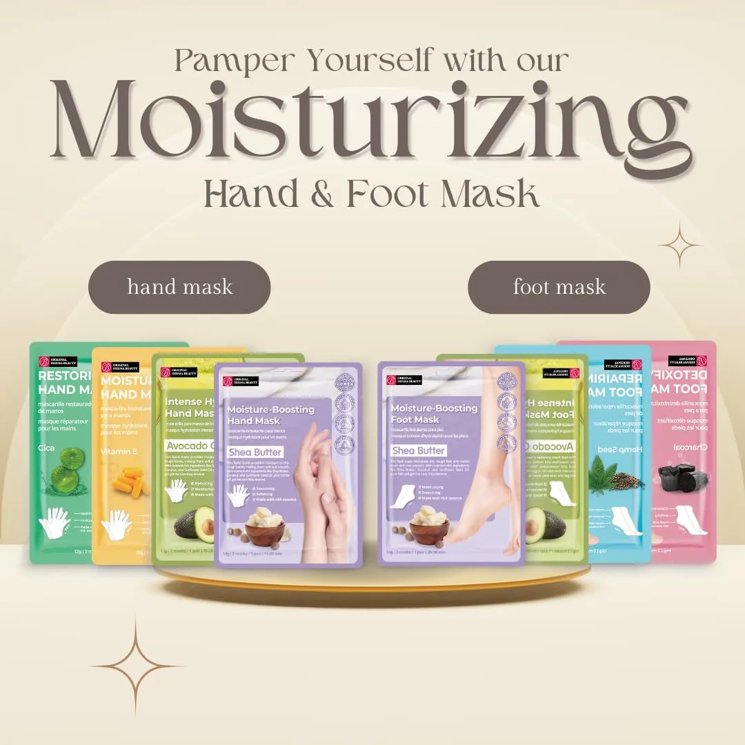 12 Pairs Original Derma Beauty Hand Mask Bulk, Moisturizing Hand Gloves for Dry Hands, Nail Care Essential (Vitamin E)