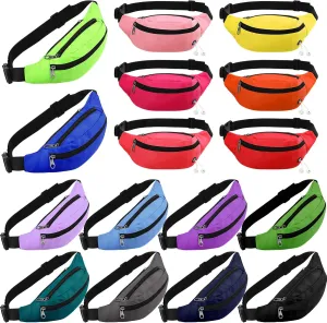 16 Pcs Fanny Packs for Men Women Colorful Waist Pack Bags with Headphone Jack Waterproof Crossbody Waist Bag Adjustable Strap Waist Pouch Bag for Running Travel Cycling Hiking Workout Casual Rave