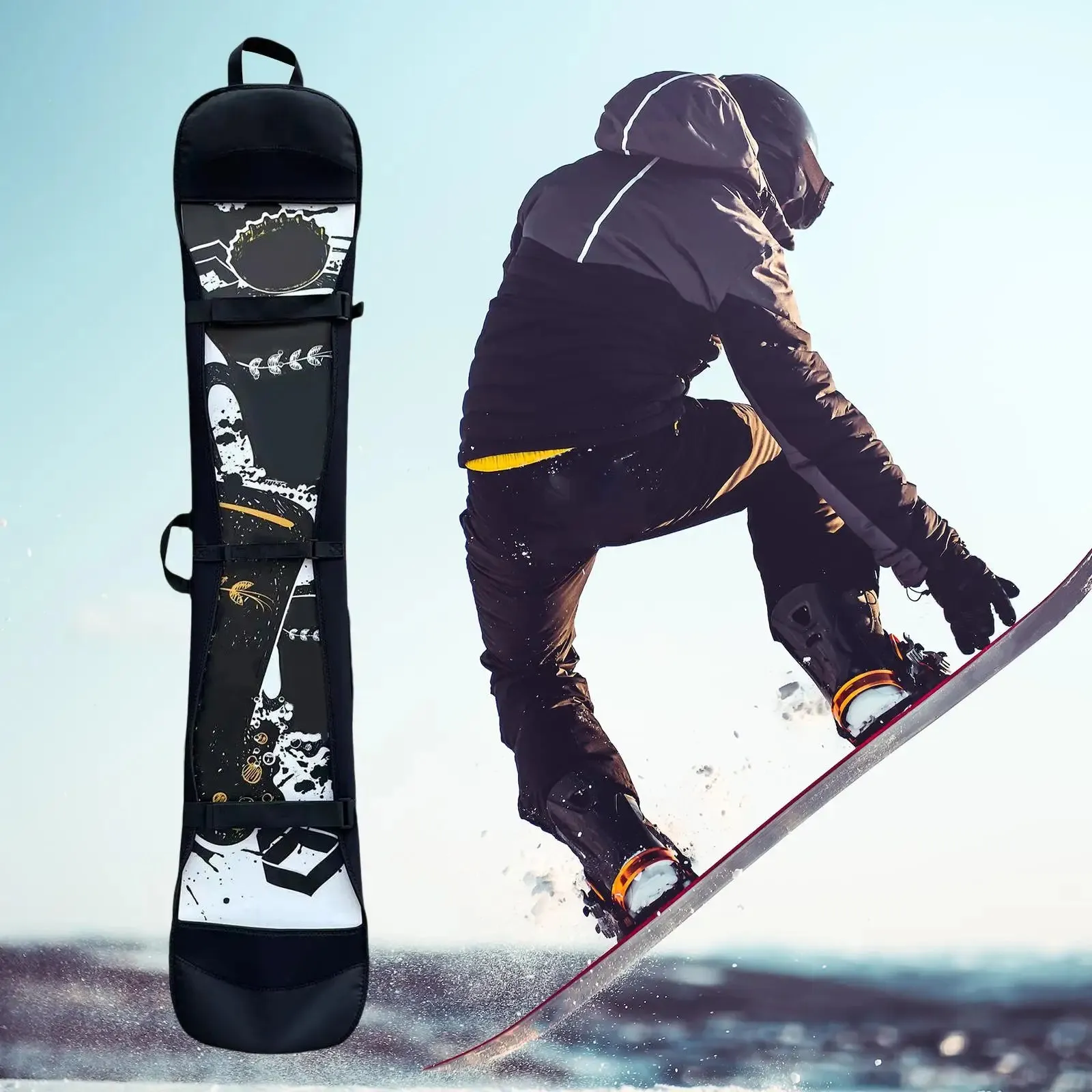 163cm to 174cm Snowboard Bag Protection Carry Case Adjustable Accessories Cover for Outdoor Activities Winter Sports Traveling