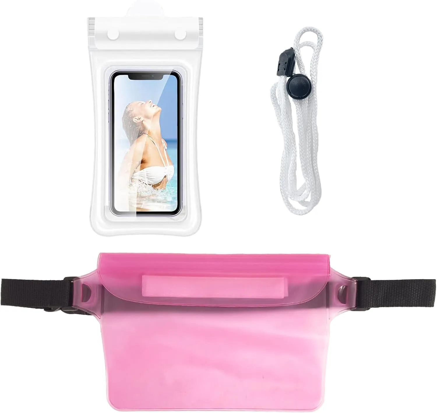 2-Pack Waterproof Waist Bags with Adjustable and Lightweight Fanny Packs, Waterproof Bags for Travel, Hiking, Running, Beach, Swimming, and Outdoor Activities Men and Women