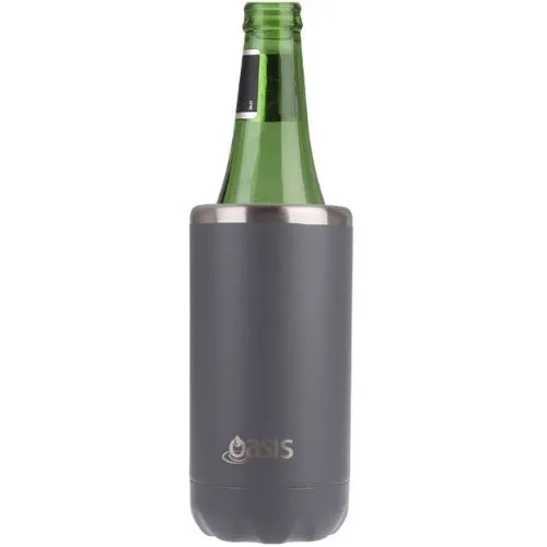 2 x Oasis Double Wall Vacuum Insulated Can Cooler Stainless Steel, 330ml - Steel