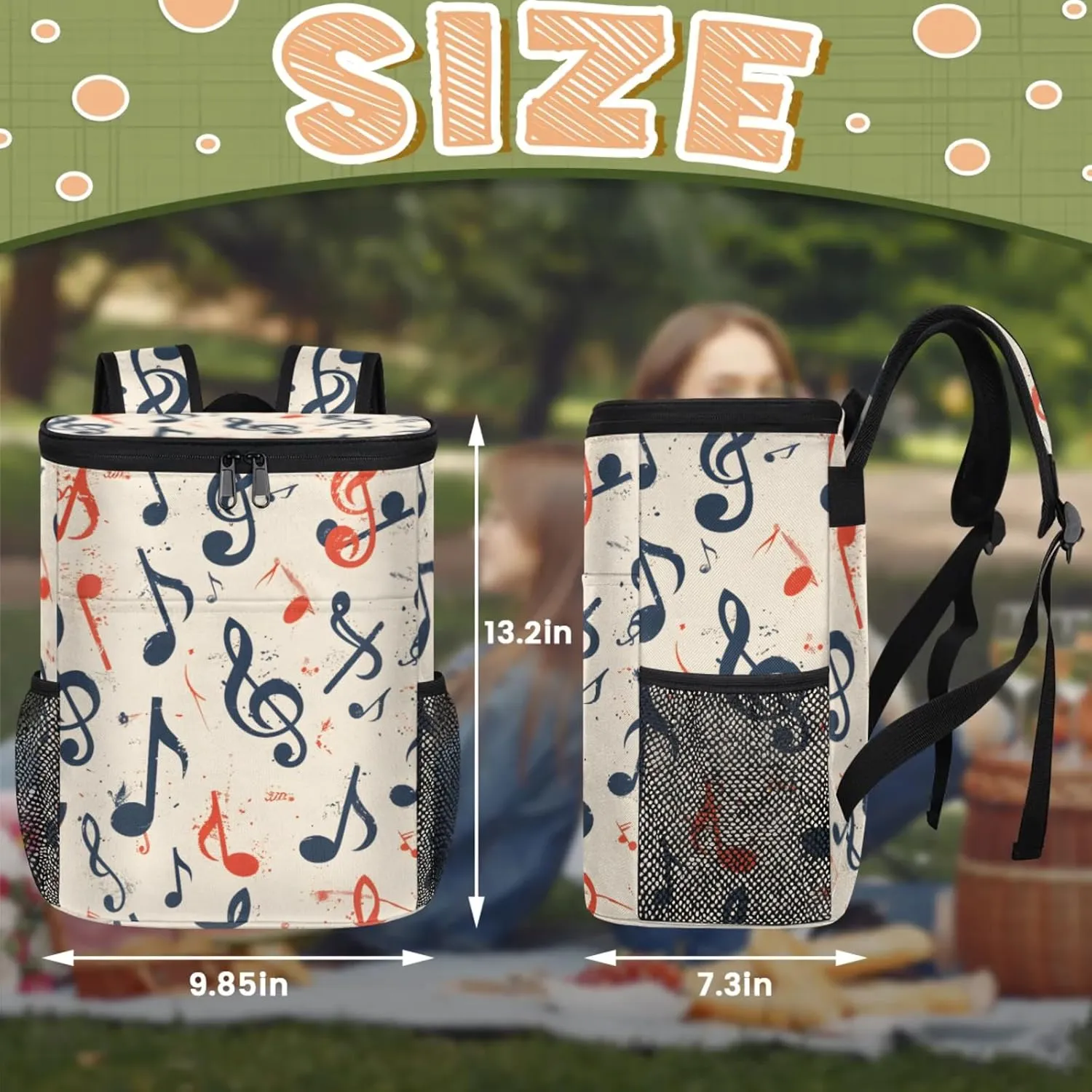20-Hour Insulated Backpack Cooler Colorful Boho Style Leakproof Cooler Bag Portable Cooler Backpack