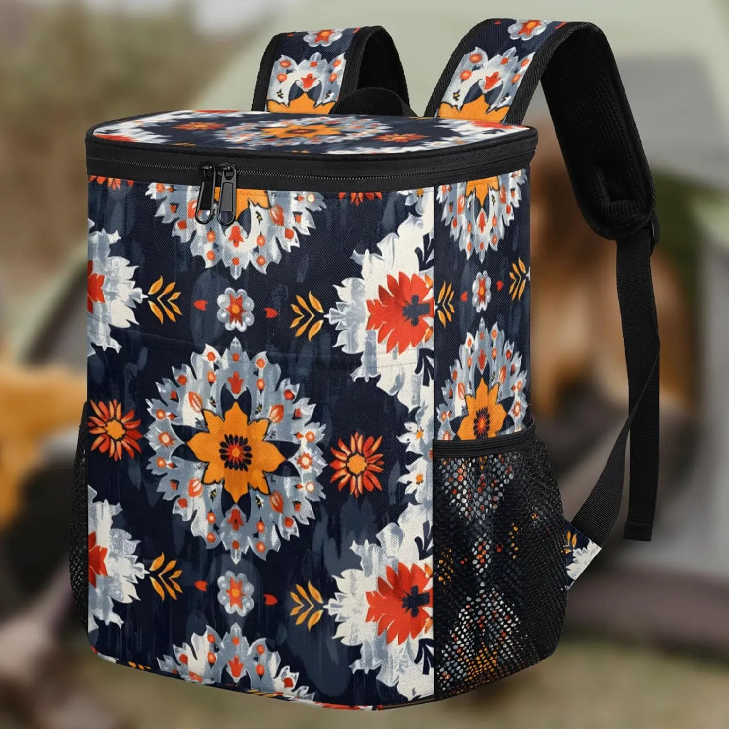 20-Hour Insulated Backpack Cooler Music Notes Watercolor Leakproof Cooler Bag Portable Cooler Backpack