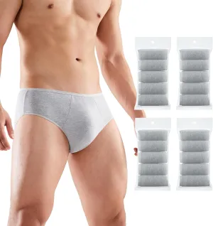 20 Packs Mens Cotton Disposable Underwear Panties Portable Briefs for Travel Fitness Hotel Spa Hospital Mid Waist
