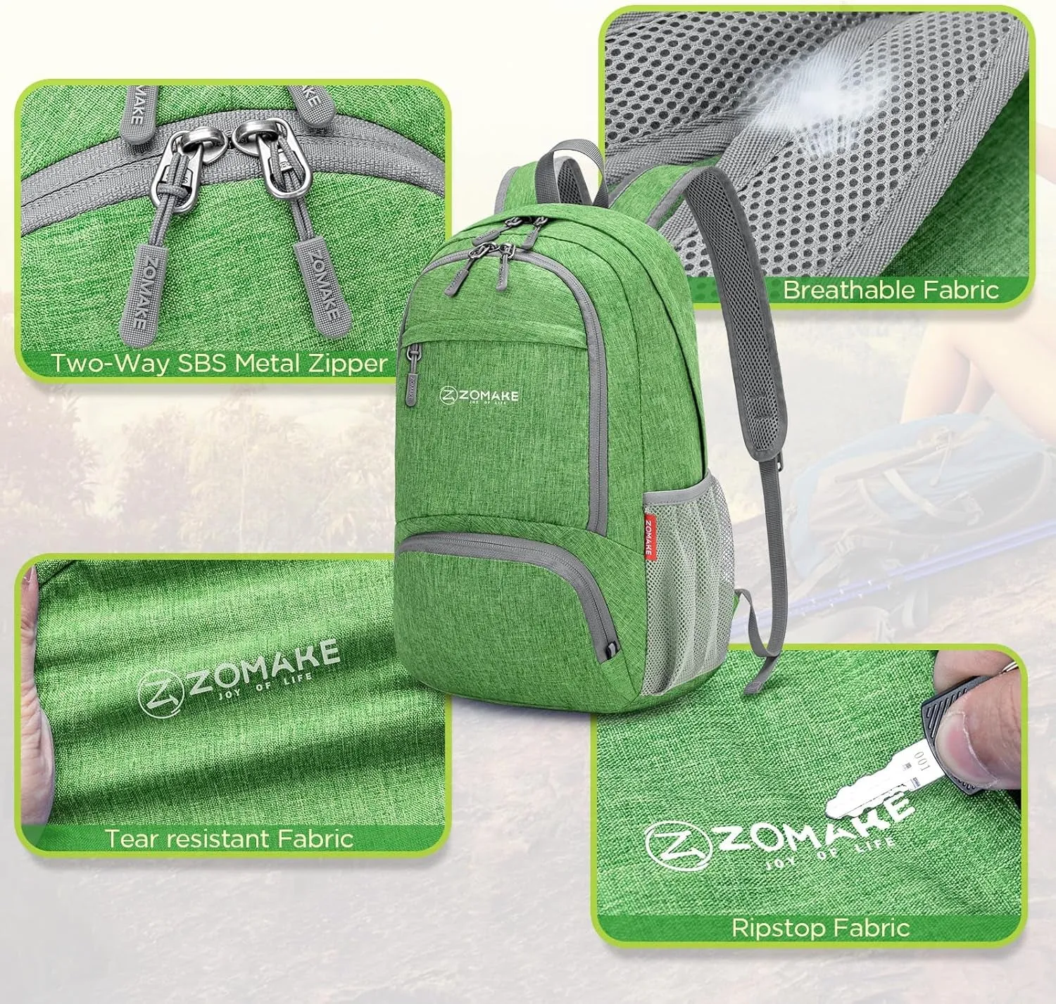 20L Lightweight Packable Hiking Backpack - Small Travel Hiking Daypack - Tear Resistant Foldable Day Pack for Camping