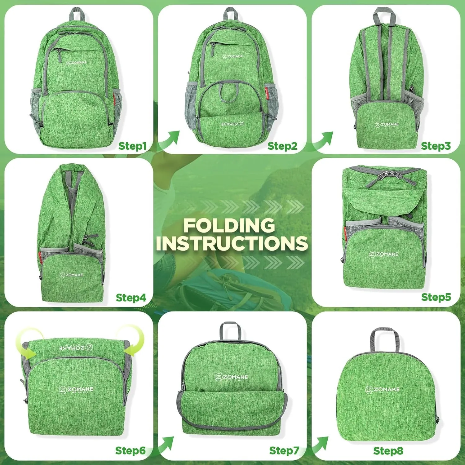 20L Lightweight Packable Hiking Backpack - Small Travel Hiking Daypack - Tear Resistant Foldable Day Pack for Camping