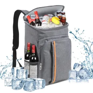 24 Can Backpack Cooler, Soft Sided Cooler Backpack, Insulated Leak Proof Waterproof Thermal Bag, Portable Lightweight Lunch Backpack for Travel Camping Office, Gray