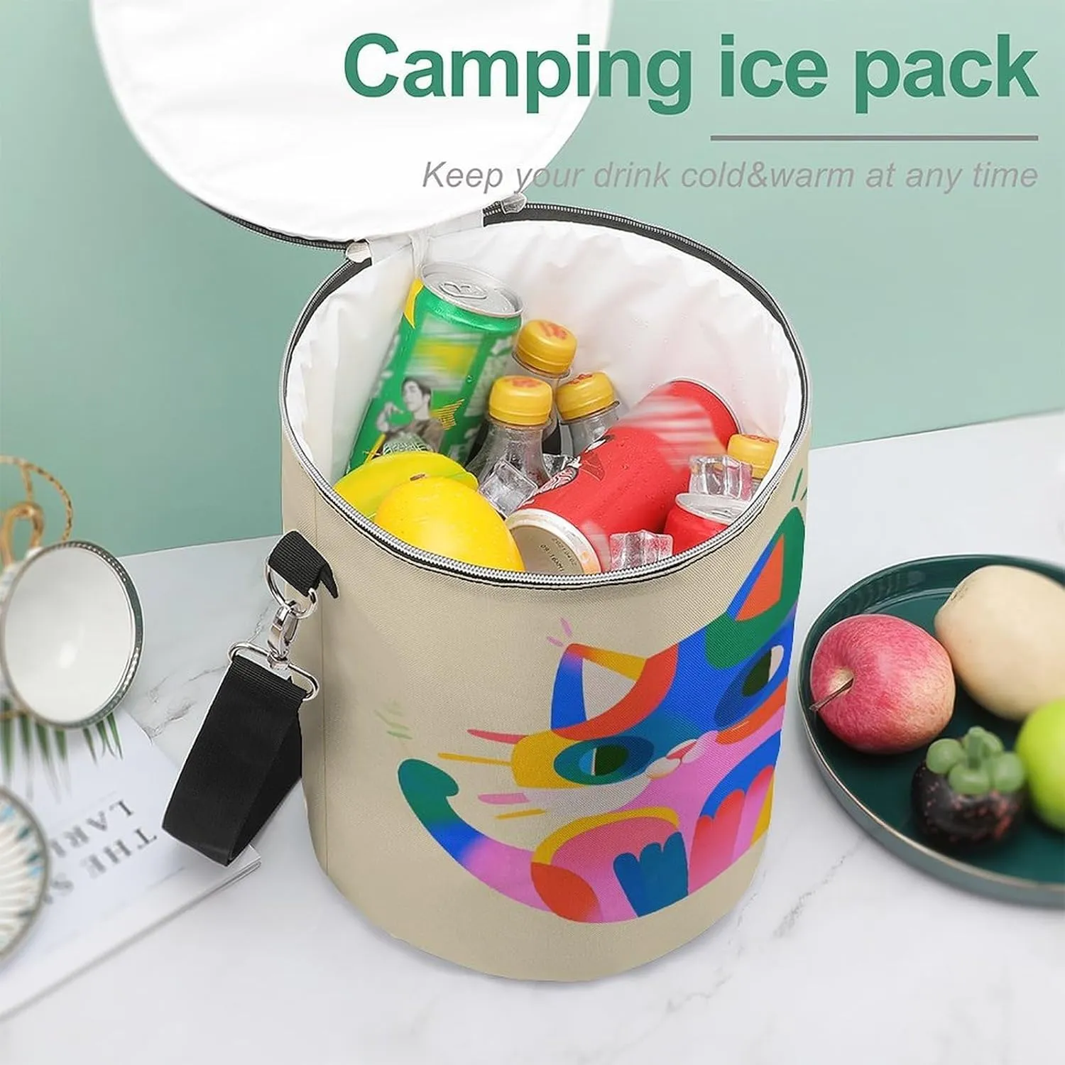 24 Cans Collapsible Soft Cooler Bag,Colorful Cats Large Leakproof Camping Cooler,Portable Travel Cooler for Picnic, Camping, Beach, Trip