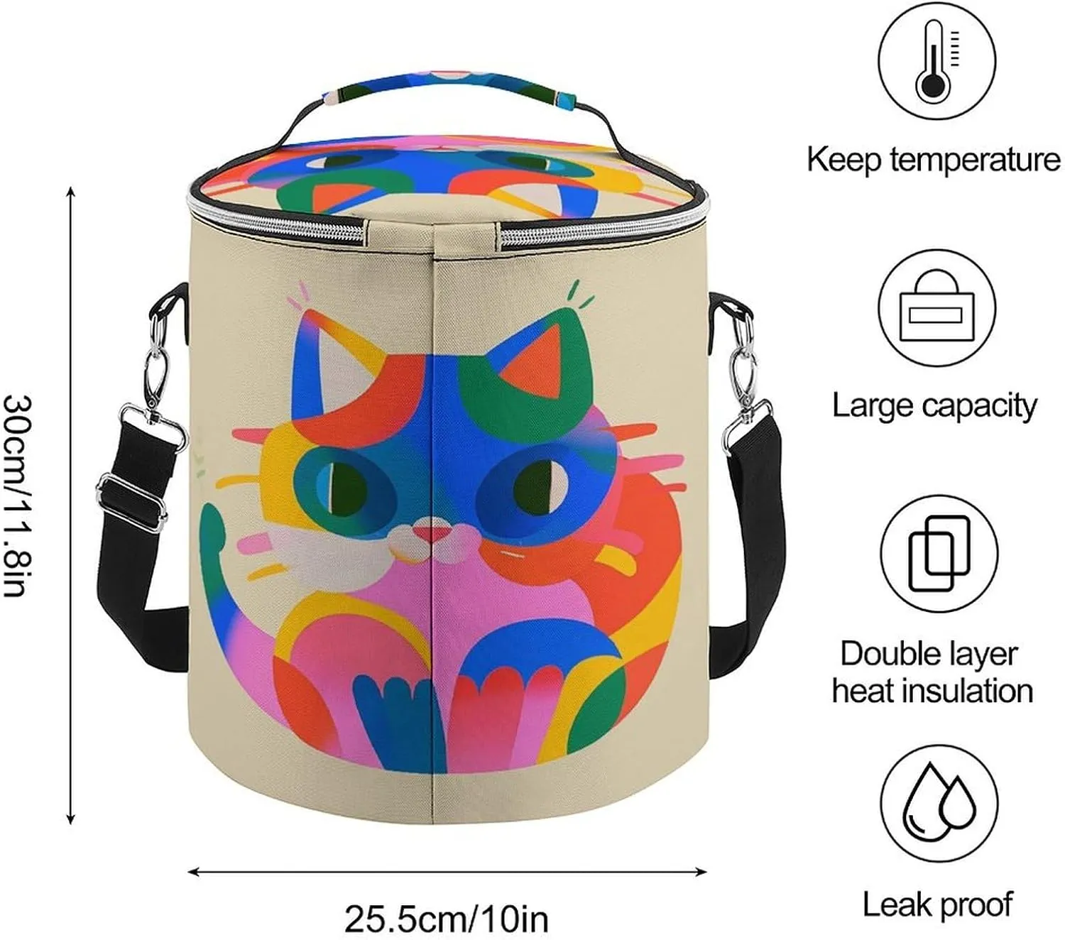 24 Cans Collapsible Soft Cooler Bag,Colorful Cats Large Leakproof Camping Cooler,Portable Travel Cooler for Picnic, Camping, Beach, Trip