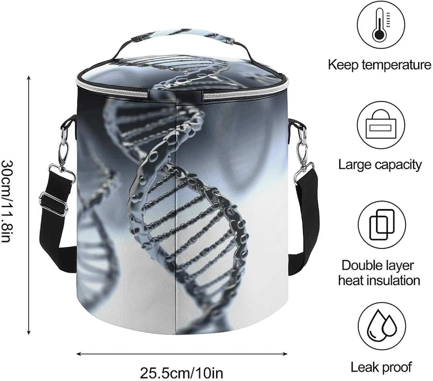 24 Cans Collapsible Soft Cooler Bag,DNA Chain Photo Large Leakproof Camping Cooler,Portable Travel Cooler for Picnic, Camping, Beach, Trip