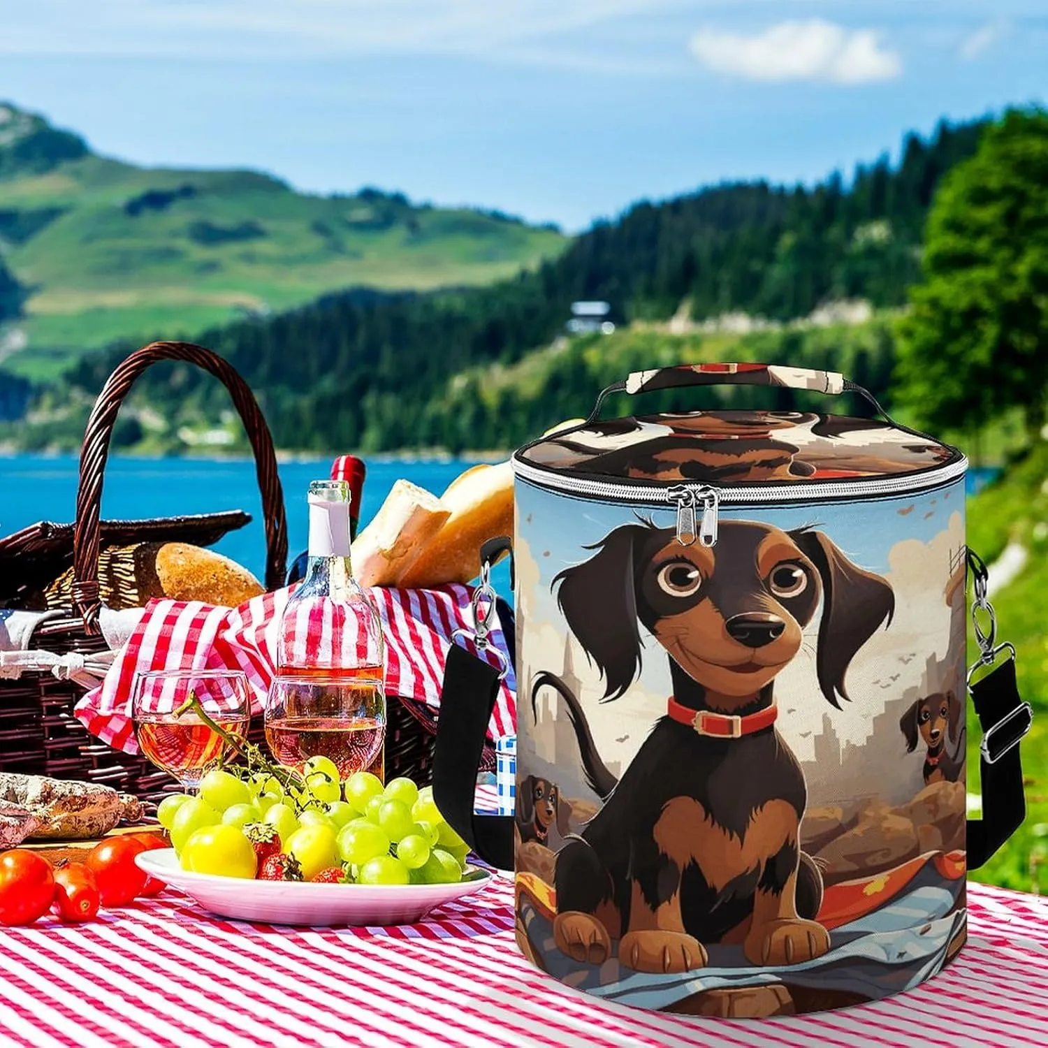 24 Cans Collapsible Soft Cooler Bag,Dog Dachshunds Large Leakproof Camping Cooler,Portable Travel Cooler for Picnic, Camping, Beach, Trip