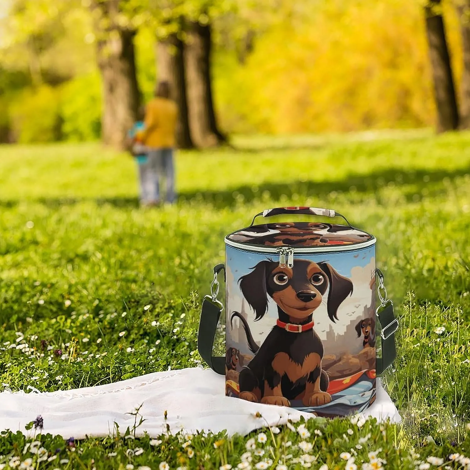 24 Cans Collapsible Soft Cooler Bag,Dog Dachshunds Large Leakproof Camping Cooler,Portable Travel Cooler for Picnic, Camping, Beach, Trip