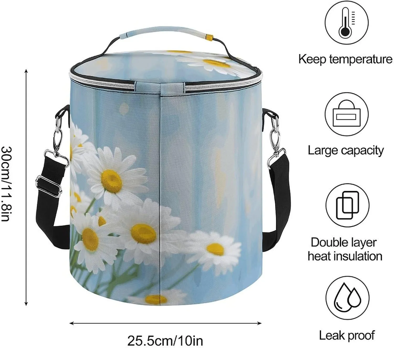 24 Cans Collapsible Soft Cooler Bag,Elegant Spring Daisy Flowers Large Leakproof Camping Cooler,Portable Travel Cooler for Picnic, Camping, Beach, Trip