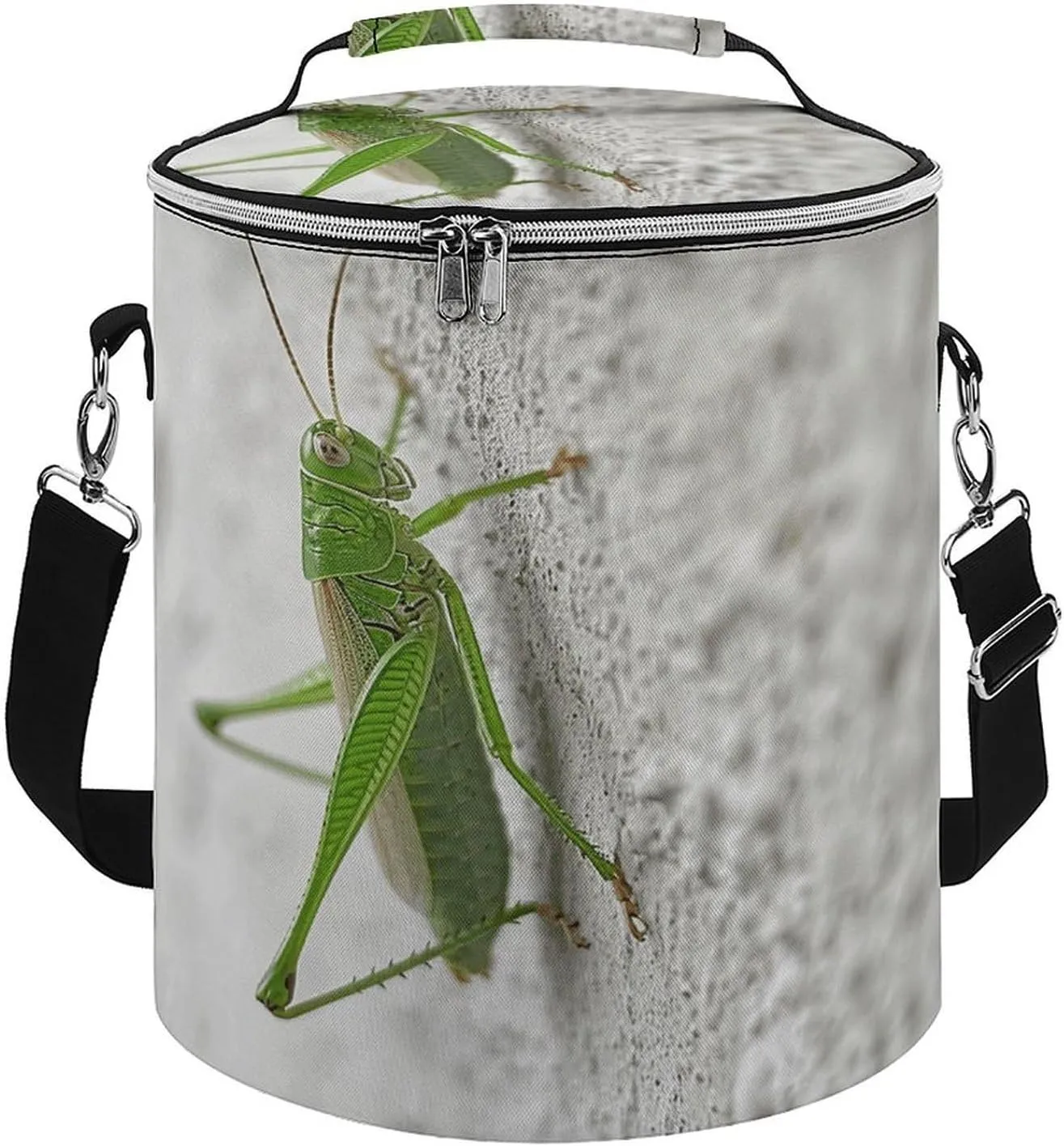 24 Cans Collapsible Soft Cooler Bag,Green Grasshopper Image Large Leakproof Camping Cooler,Portable Travel Cooler for Picnic, Camping, Beach, Trip