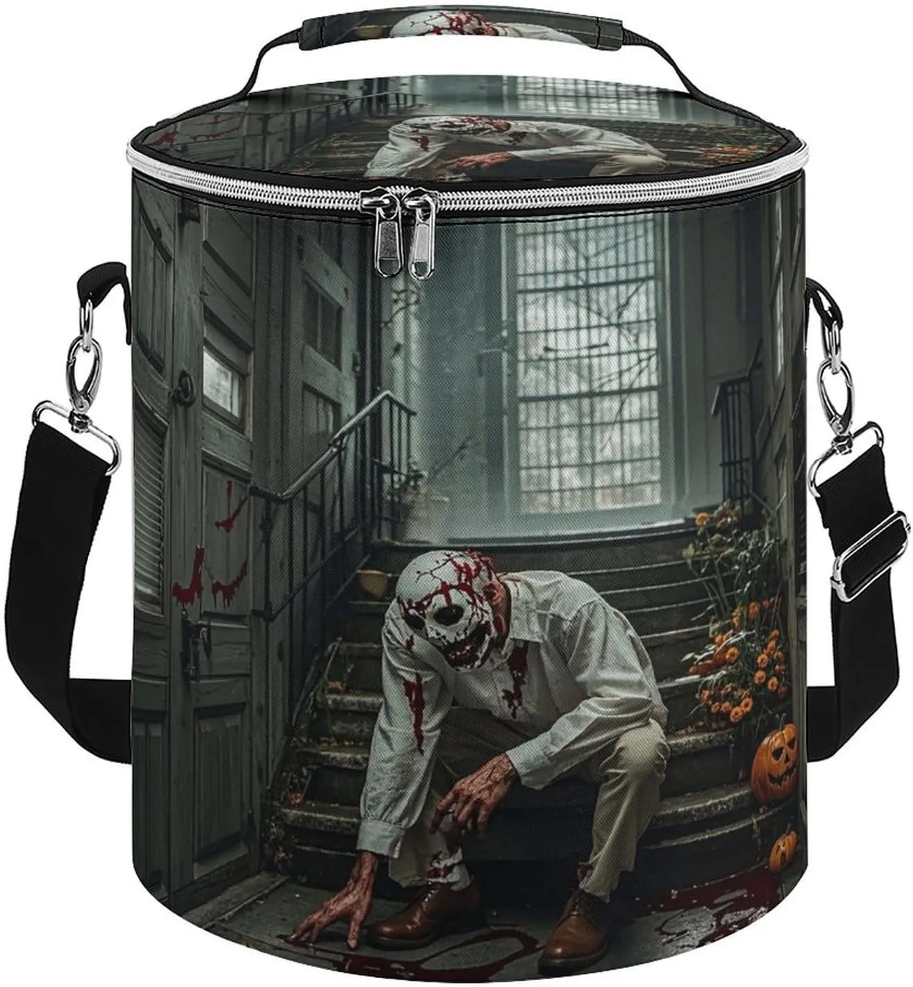 24 Cans Collapsible Soft Cooler Bag,Halloween Horror Theme Large Leakproof Camping Cooler,Portable Travel Cooler for Picnic, Camping, Beach, Trip