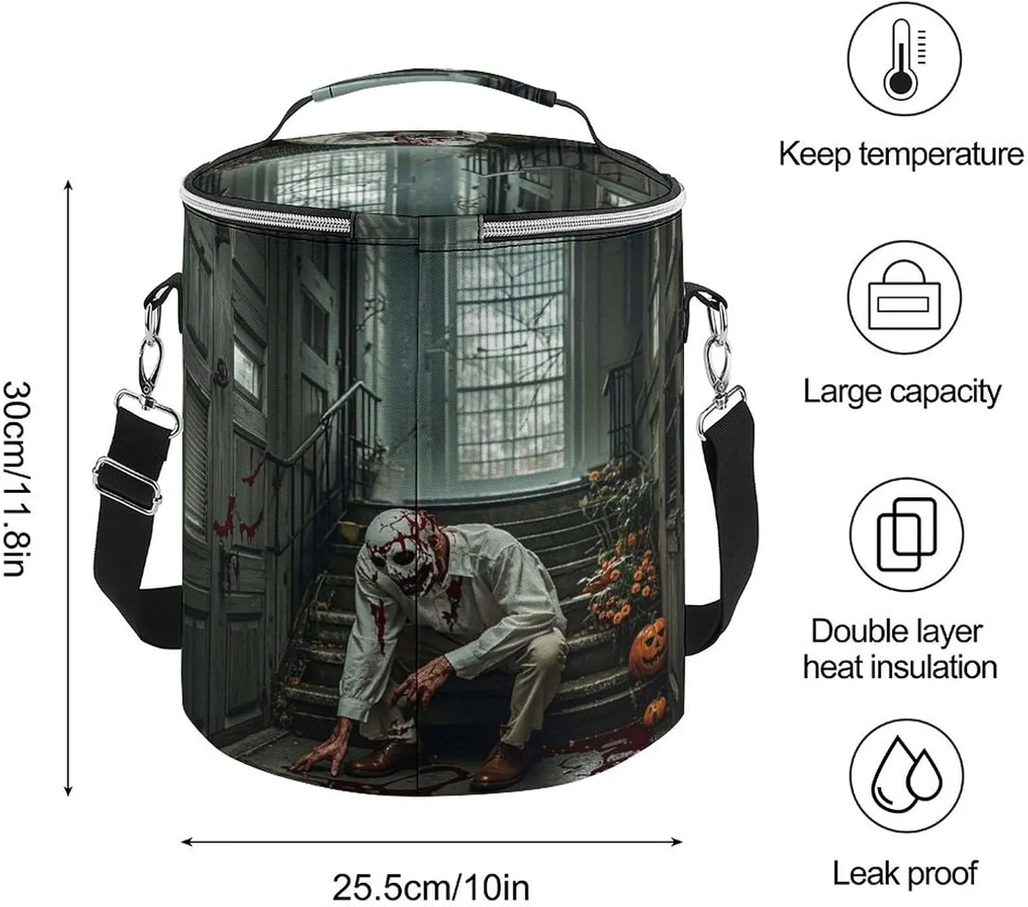 24 Cans Collapsible Soft Cooler Bag,Halloween Horror Theme Large Leakproof Camping Cooler,Portable Travel Cooler for Picnic, Camping, Beach, Trip
