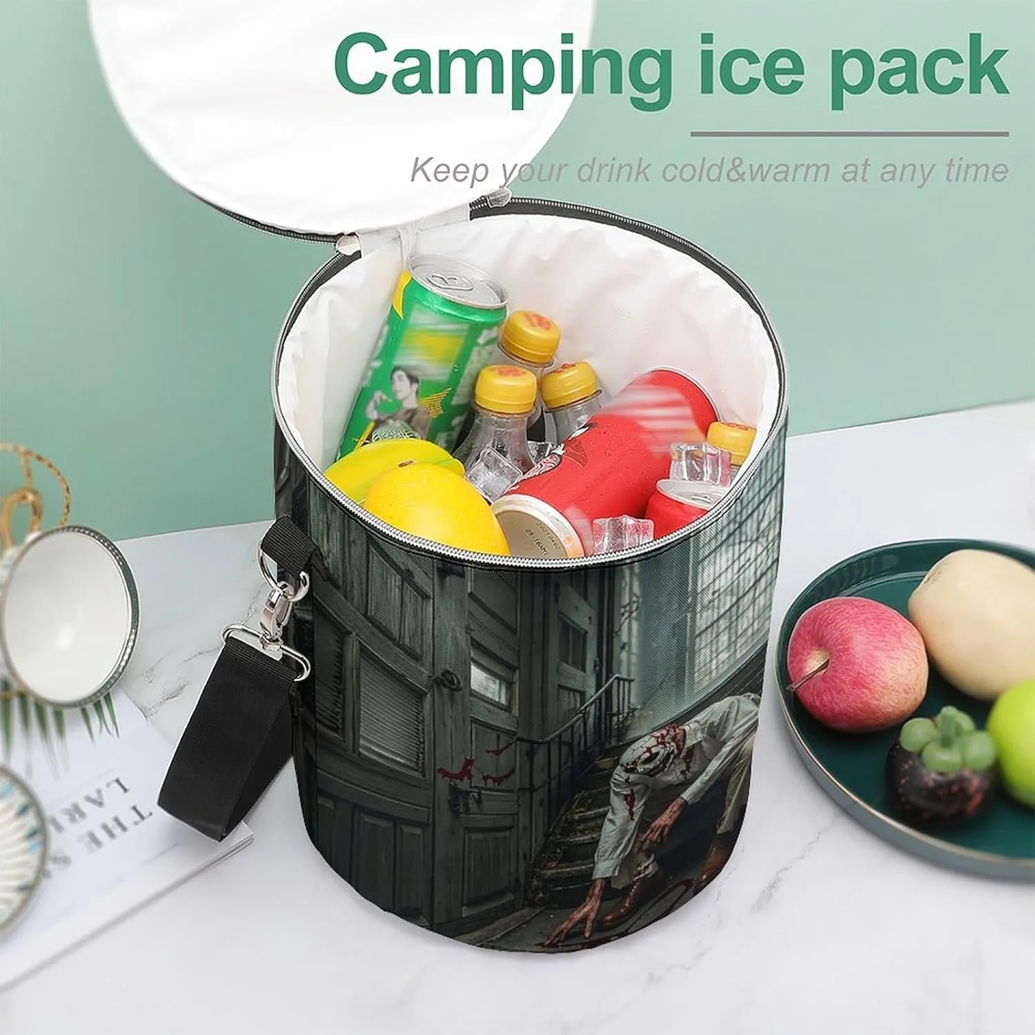24 Cans Collapsible Soft Cooler Bag,Halloween Horror Theme Large Leakproof Camping Cooler,Portable Travel Cooler for Picnic, Camping, Beach, Trip