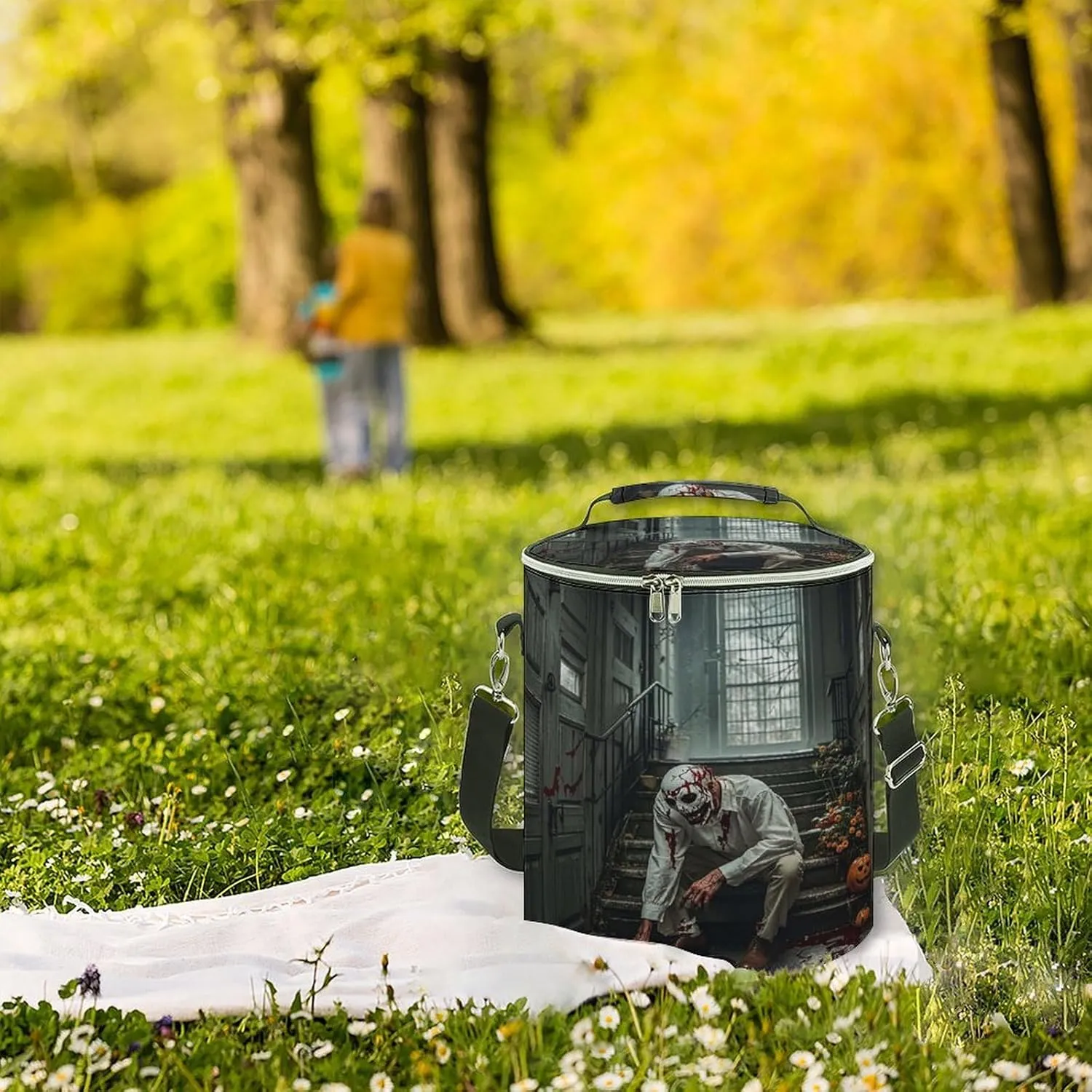 24 Cans Collapsible Soft Cooler Bag,Halloween Horror Theme Large Leakproof Camping Cooler,Portable Travel Cooler for Picnic, Camping, Beach, Trip