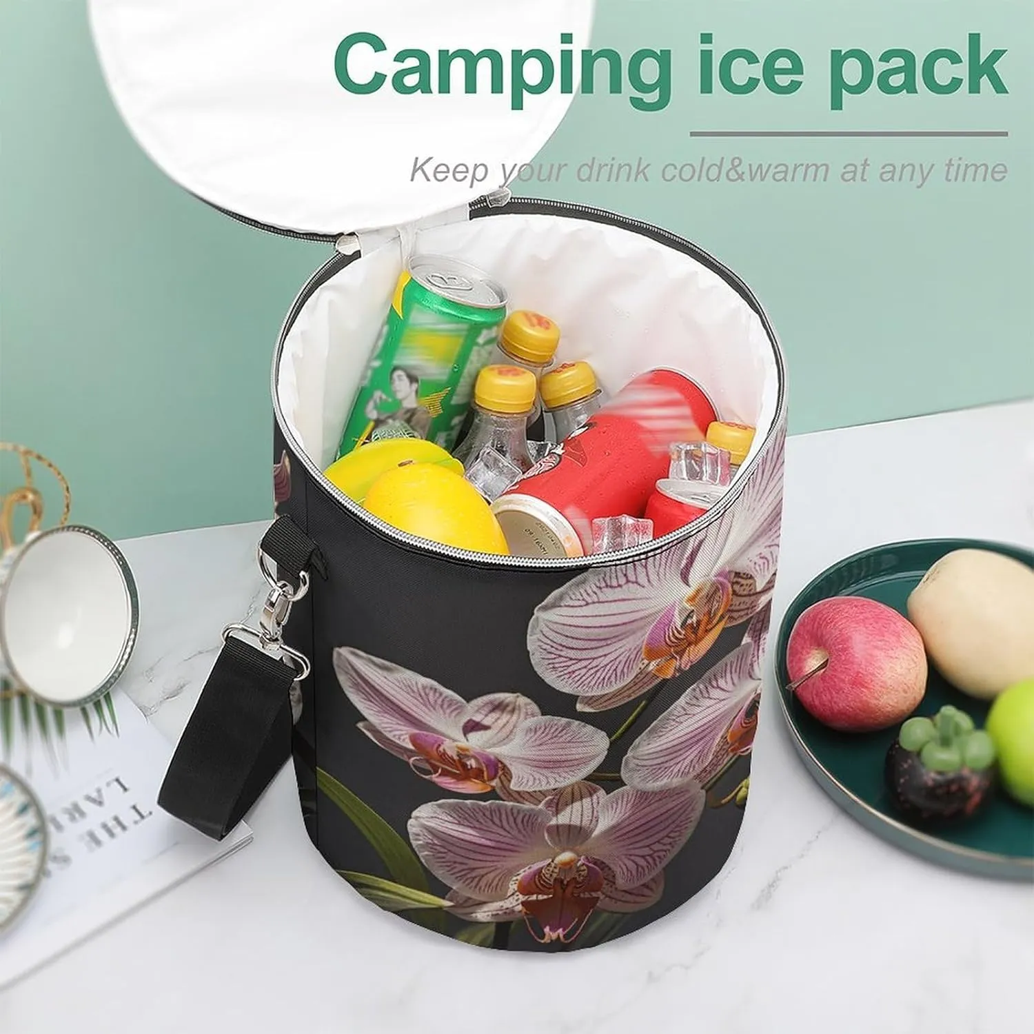 24 Cans Collapsible Soft Cooler Bag,Ophelia Orchid Large Leakproof Camping Cooler,Portable Travel Cooler for Picnic, Camping, Beach, Trip