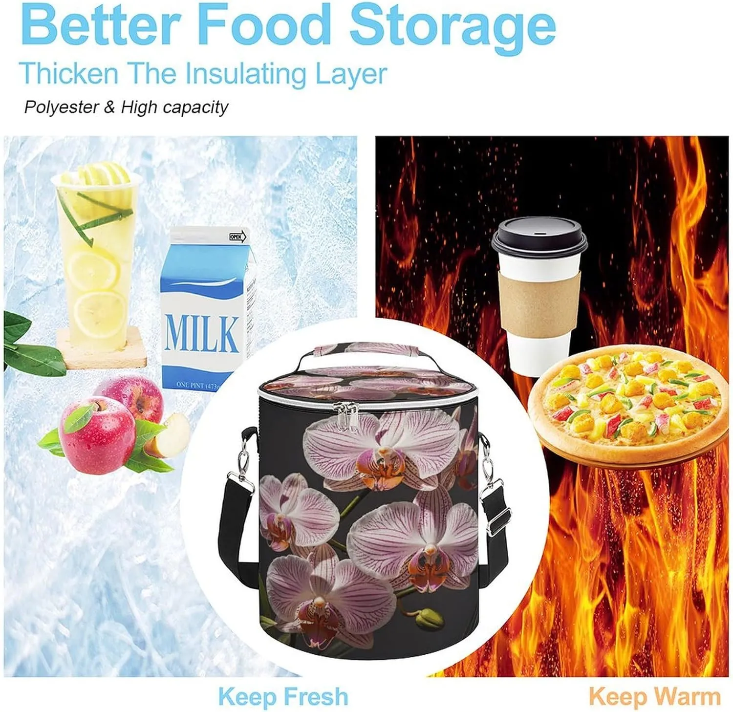 24 Cans Collapsible Soft Cooler Bag,Ophelia Orchid Large Leakproof Camping Cooler,Portable Travel Cooler for Picnic, Camping, Beach, Trip