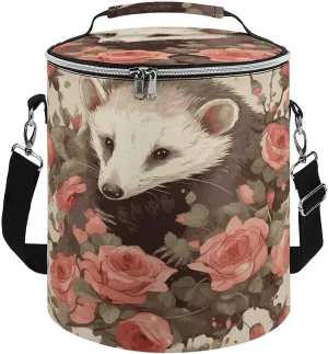 24 Cans Collapsible Soft Cooler Bag,Opossum And Roses Large Leakproof Camping Cooler,Portable Travel Cooler for Picnic, Camping, Beach, Trip
