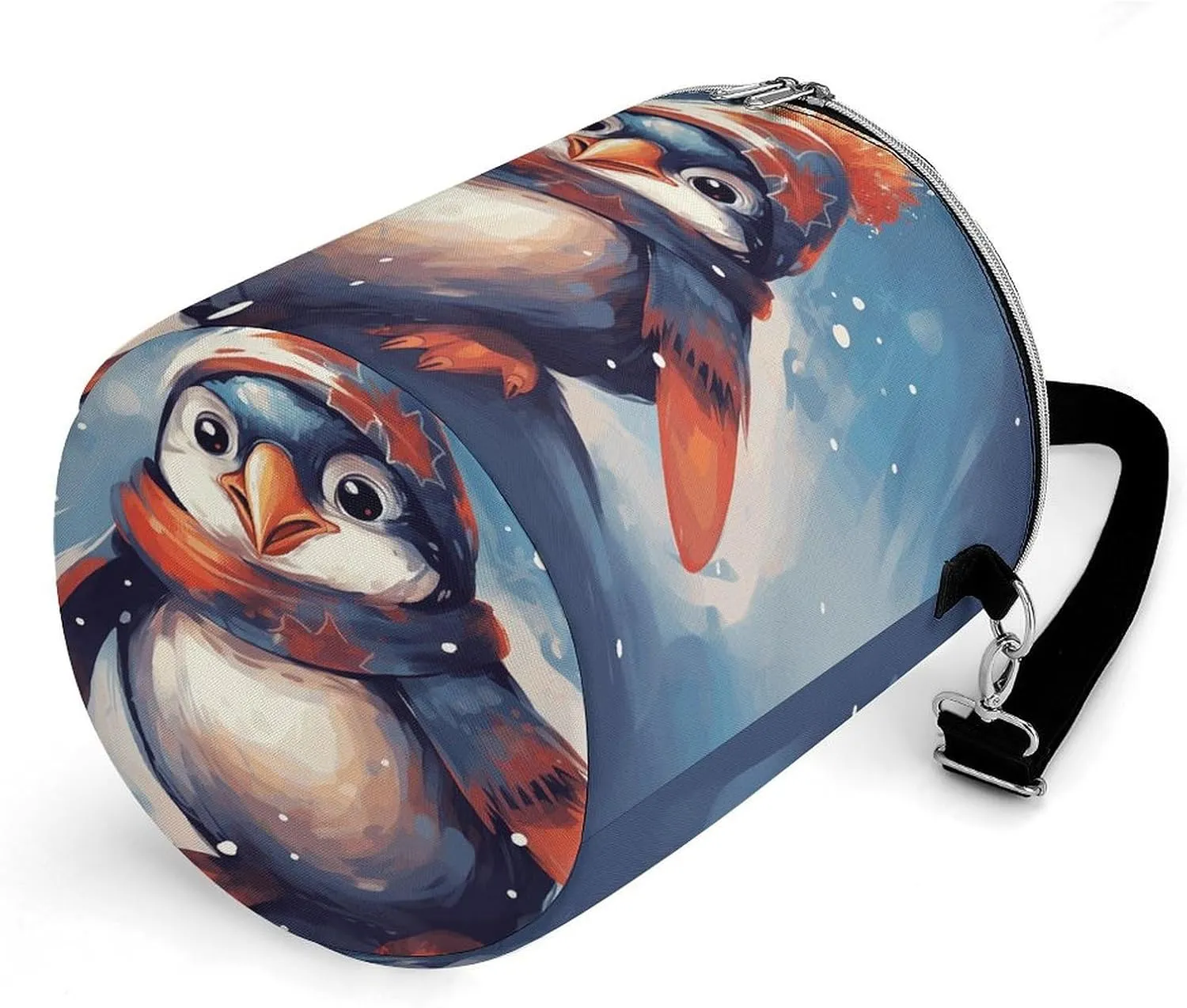 24 Cans Collapsible Soft Cooler Bag,Penguin Wearing Scarf Large Leakproof Camping Cooler,Portable Travel Cooler for Picnic, Camping, Beach, Trip