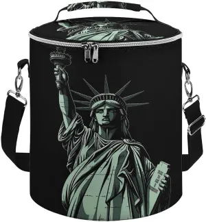24 Cans Collapsible Soft Cooler Bag,Statue of Liberty Pattern Large Leakproof Camping Cooler,Portable Travel Cooler for Picnic, Camping, Beach, Trip