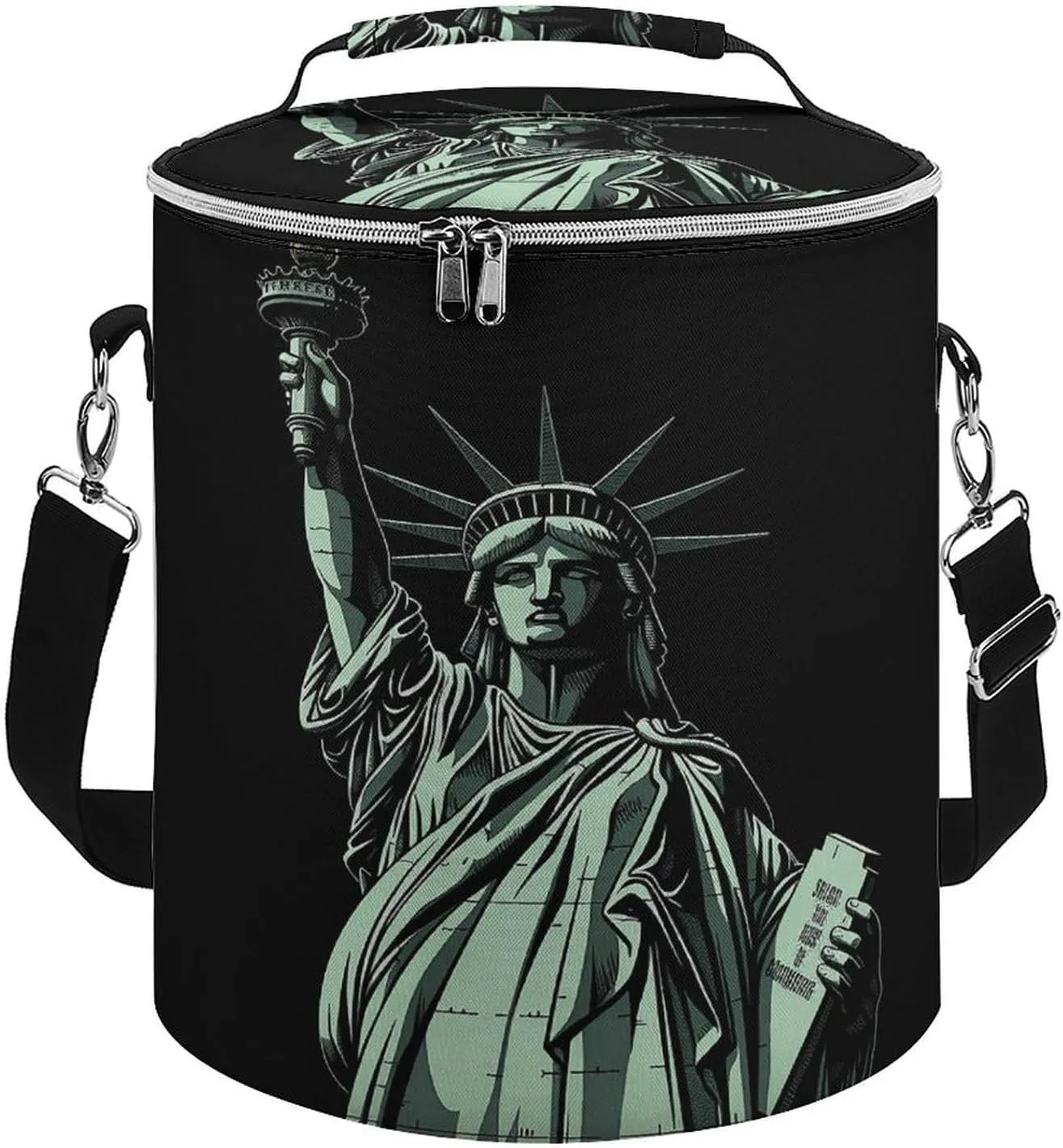 24 Cans Collapsible Soft Cooler Bag,Statue of Liberty Pattern Large Leakproof Camping Cooler,Portable Travel Cooler for Picnic, Camping, Beach, Trip