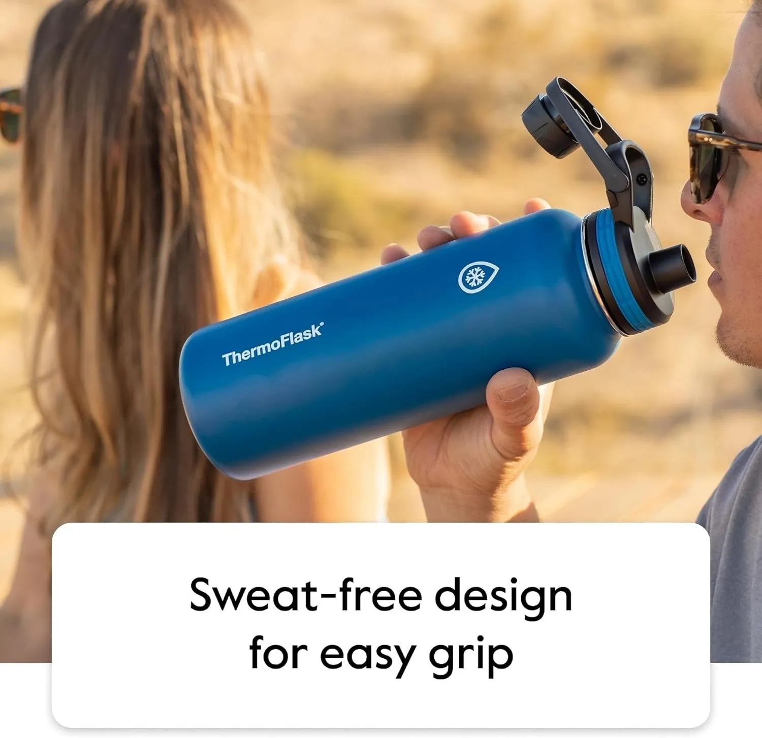 24 Oz Double Wall Vacuum Insulated Stainless Steel Water Bottle with Two Lids, Cobalt