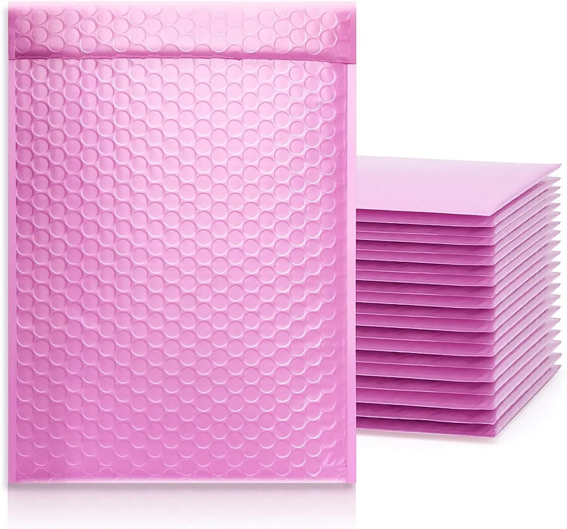 25 Pack Poly Bubble Mailers Padded Envelopes Retailer Shipping Bags with Waterproof Self Seal Strip (pink, #0 7x10 inch)