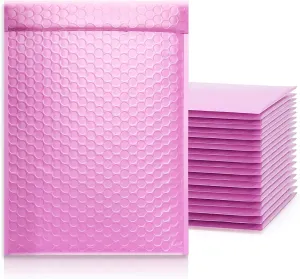 25 Pack Poly Bubble Mailers Padded Envelopes Retailer Shipping Bags with Waterproof Self Seal Strip (pink, #0 7x10 inch)