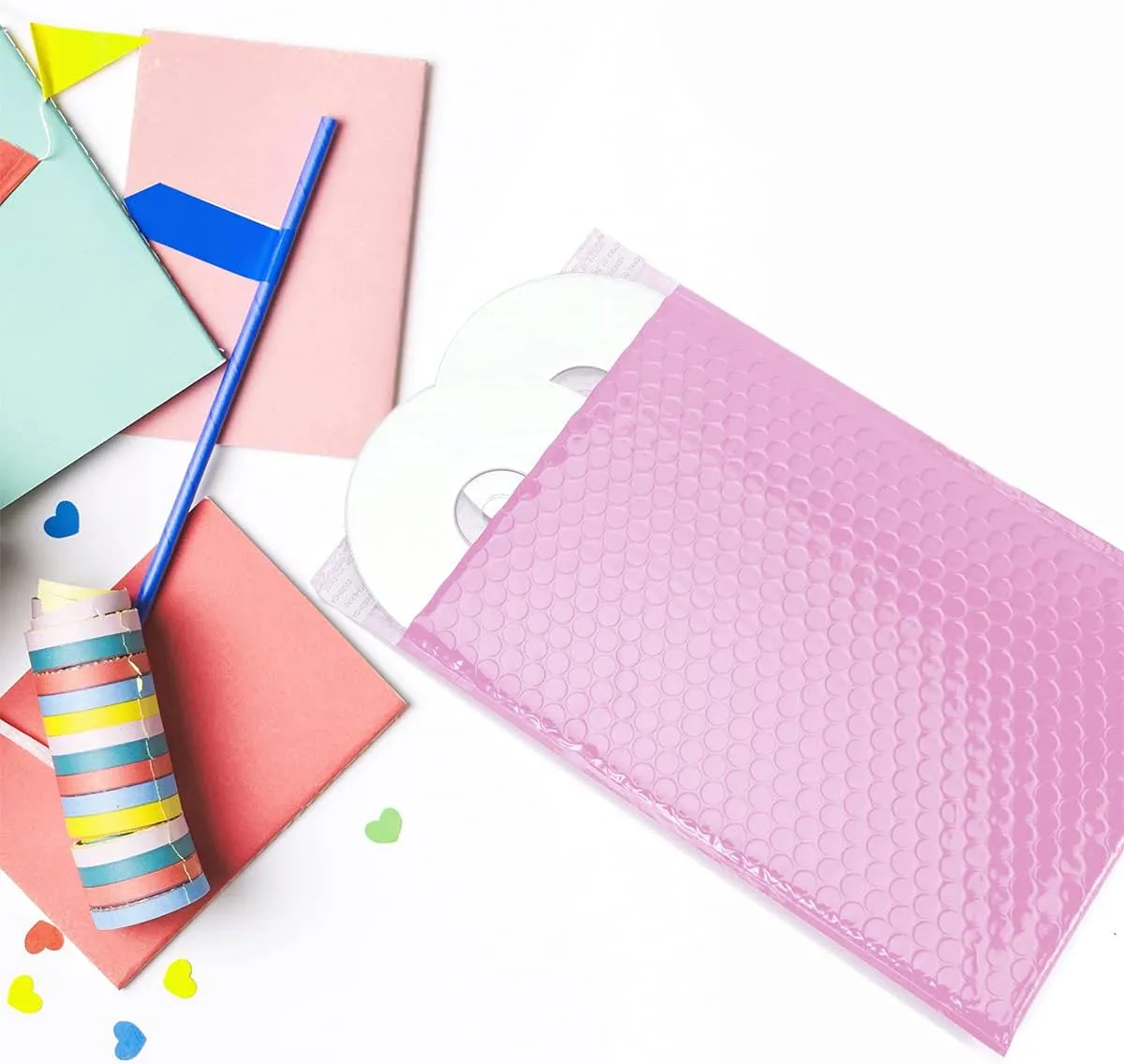 25 Pack Poly Bubble Mailers Padded Envelopes Retailer Shipping Bags with Waterproof Self Seal Strip (pink, #0 7x10 inch)