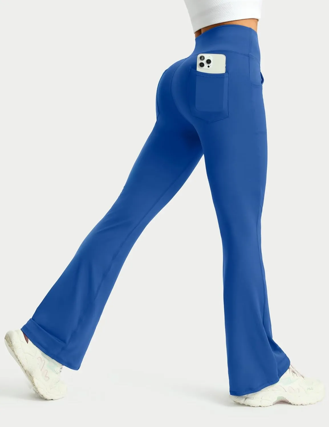 3 Packs Womens High Waist Flare Pants-Flare Yoga Pants，Yoga Pants with Pockets - High Waist and Wide Leg