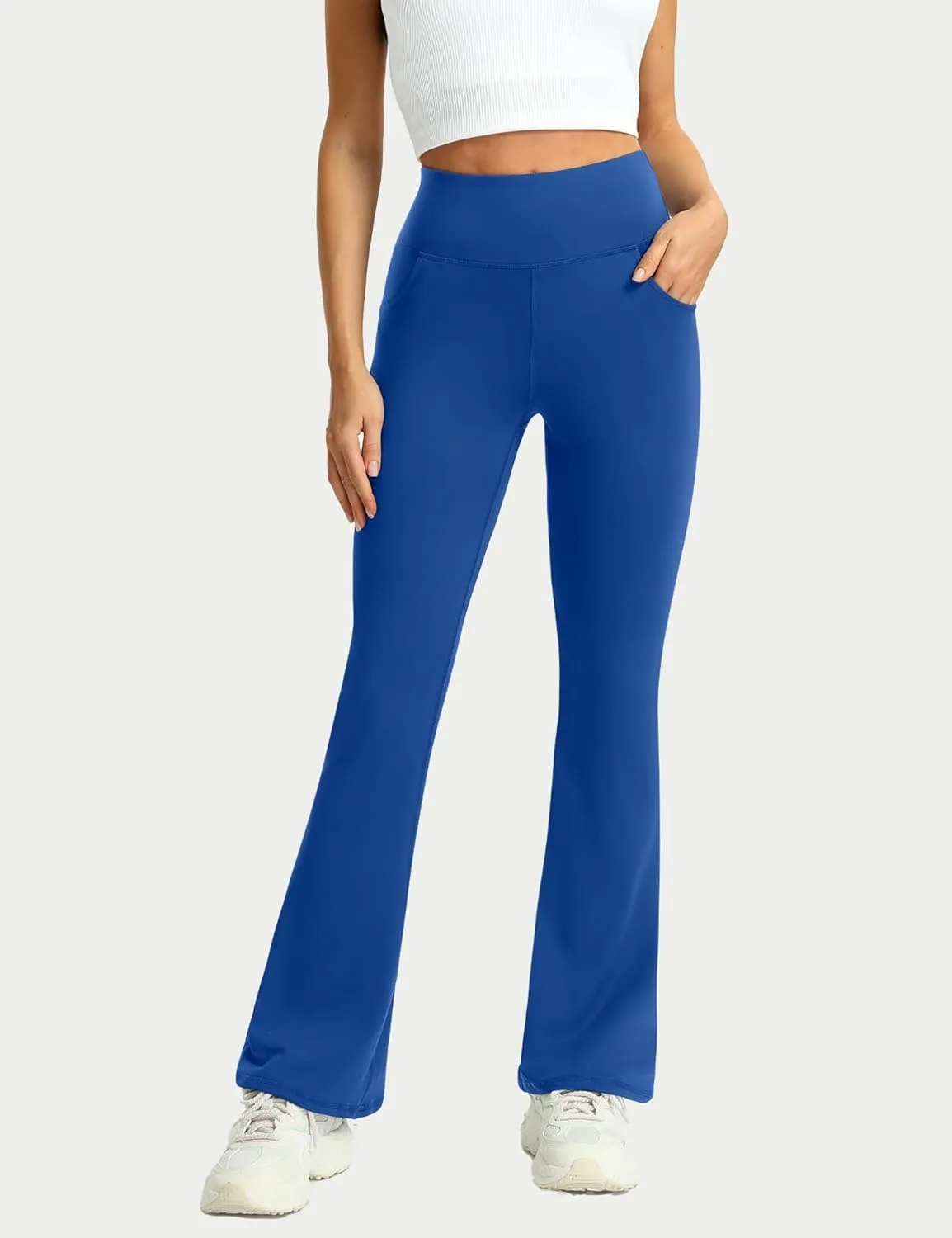 3 Packs Womens High Waist Flare Pants-Flare Yoga Pants，Yoga Pants with Pockets - High Waist and Wide Leg