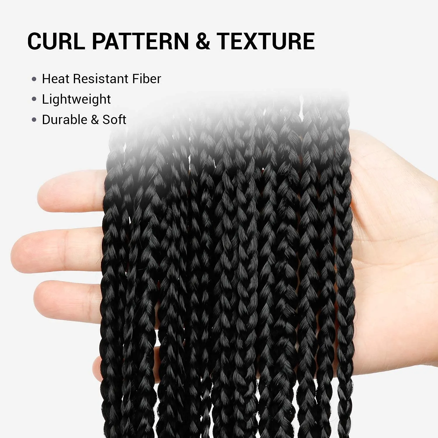 32 Inch 7 Pack AU-THEN-TIC Box Braid Crochet Hair Crochet Box Braids Hair Mambo Twist Braiding Pre-Stretched Pre Looped Synthetic Hair Extensions (32 Inch (Pack of 7), 1 (Jet Black))