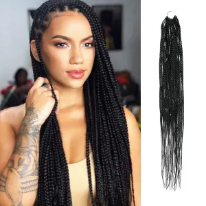 32 Inch 7 Pack AU-THEN-TIC Box Braid Crochet Hair Crochet Box Braids Hair Mambo Twist Braiding Pre-Stretched Pre Looped Synthetic Hair Extensions (32 Inch (Pack of 7), 1 (Jet Black))