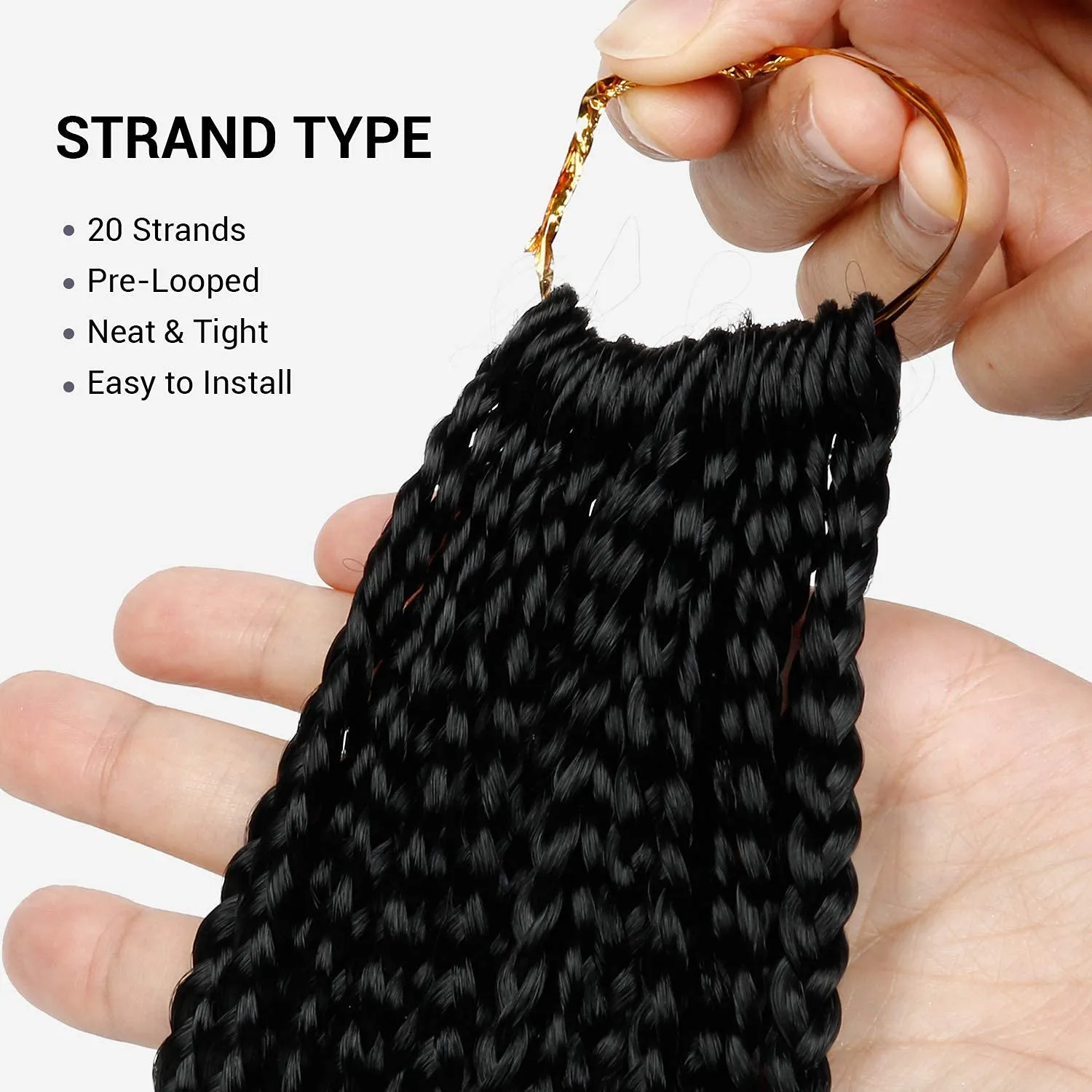 32 Inch 7 Pack AU-THEN-TIC Box Braid Crochet Hair Crochet Box Braids Hair Mambo Twist Braiding Pre-Stretched Pre Looped Synthetic Hair Extensions (32 Inch (Pack of 7), 1 (Jet Black))
