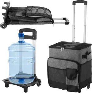 35L Large Rolling Cooler on Wheels, Leakproof Insulated Cooler Bag with Detachable Trolley Multifunctional Rolling Tote Bag for Beach Camping Patio Travel Outdoor