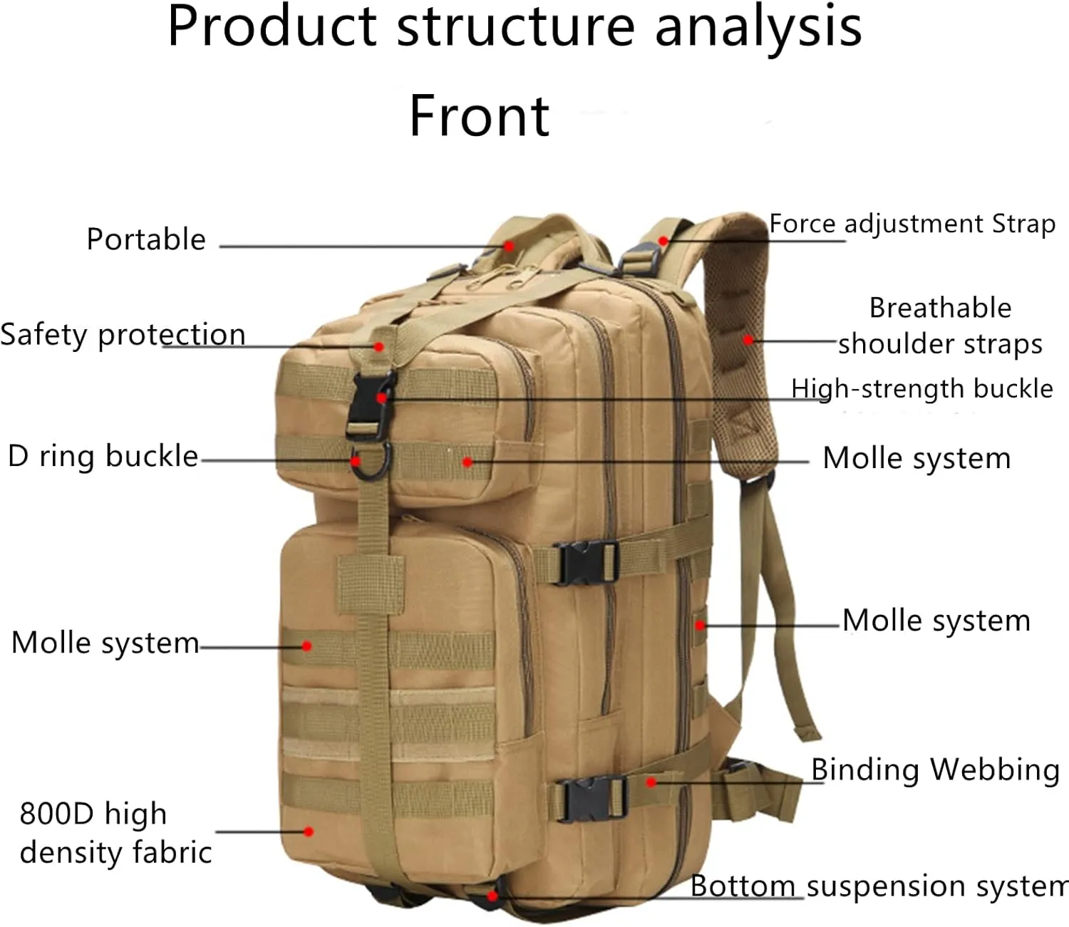 35L Men Tactical Backpack Army Military Bags Large Waterproof Outdoor Sport Hiking Camping Hunting 3P Rucksack Backpacks for Man