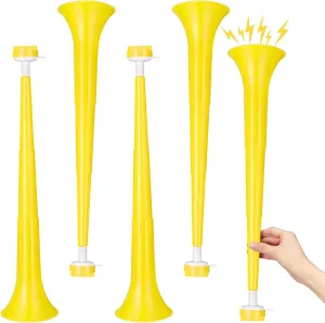 4 Pcs Stadium Horn 21 Inch Vuvuzela Plastic Collapsible Cheering Trumpets for Sporting Events Football Carnival Party Supplies, Yellow