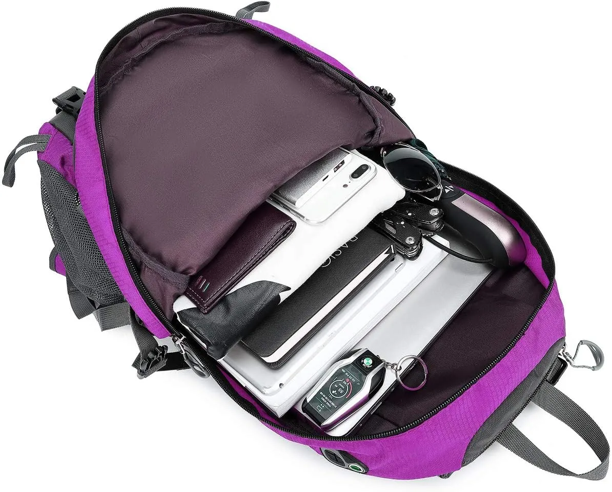 40L Waterproof Lightweight Outdoor Daypack Hiking,Camping,Travel Backpack for Women Men Purple