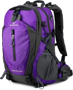 40L Waterproof Lightweight Outdoor Daypack Hiking,Camping,Travel Backpack for Women Men Purple