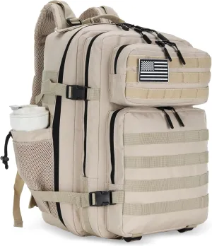45L Tactical Assault Backpack 3 day assault pack with Molle Waterproof backpack Rucksack for Tactical Backpacks (Light Khaki)
