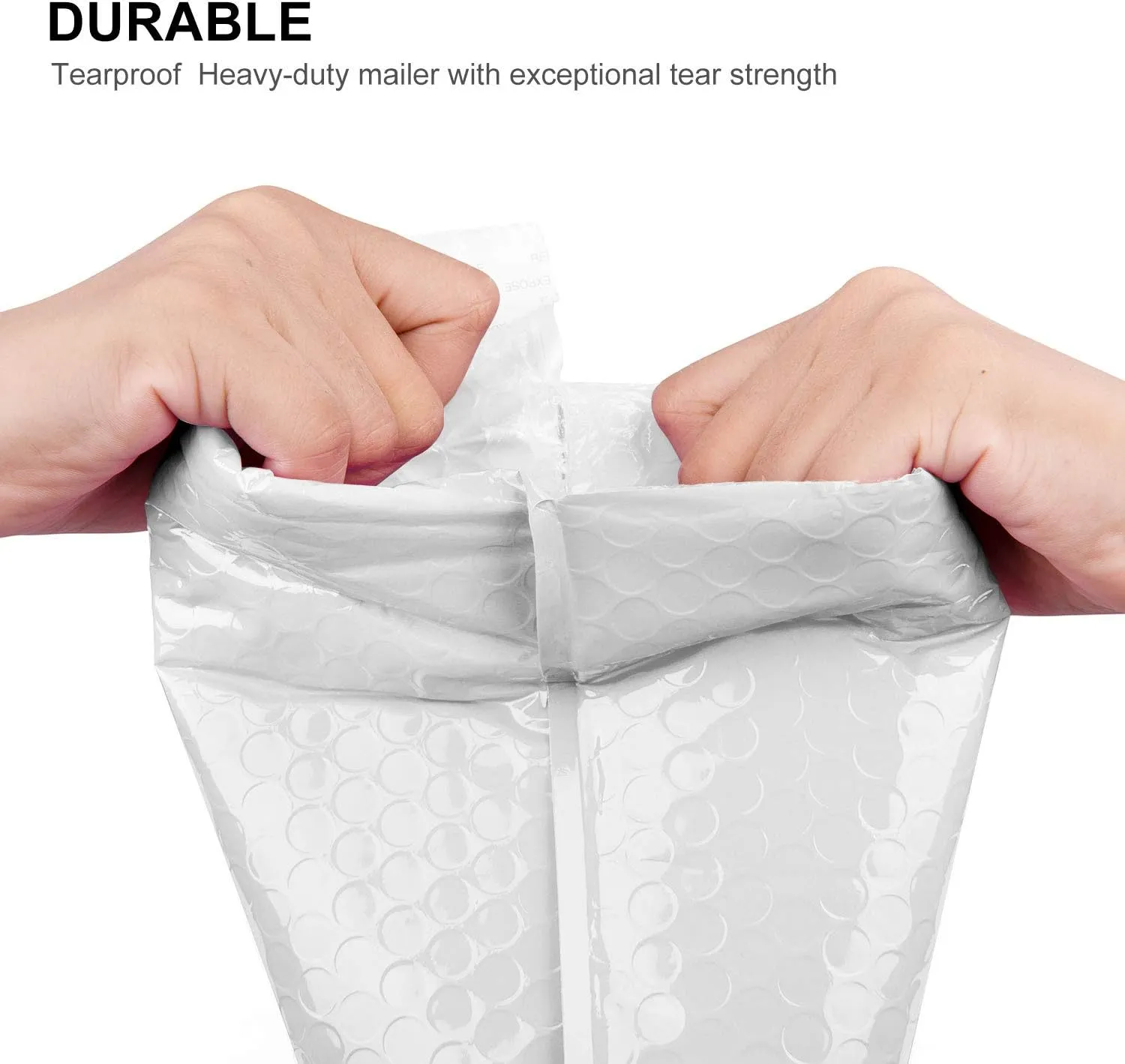 50 Pack #000 4x8 Poly Bubble Mailers Padded Envelopes Shipping Bags with Waterproof Foam and Self Seal Stripe - White